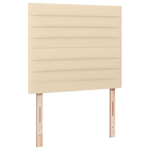 Боксспринг легло с матрак и LED, кремаво, 120x190 см, плат