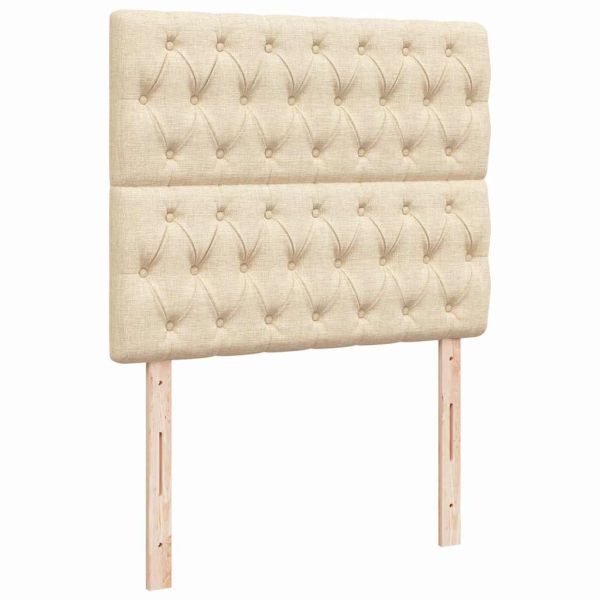 Боксспринг легло с матрак и LED, кремаво, 120x190 см, плат