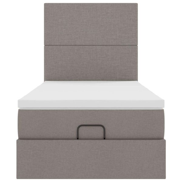 Османска легло с матрак, таупе, 90x190 см, плат