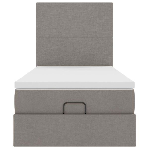 Османска легло с матрак и LED, таупе, 90x190 см, плат