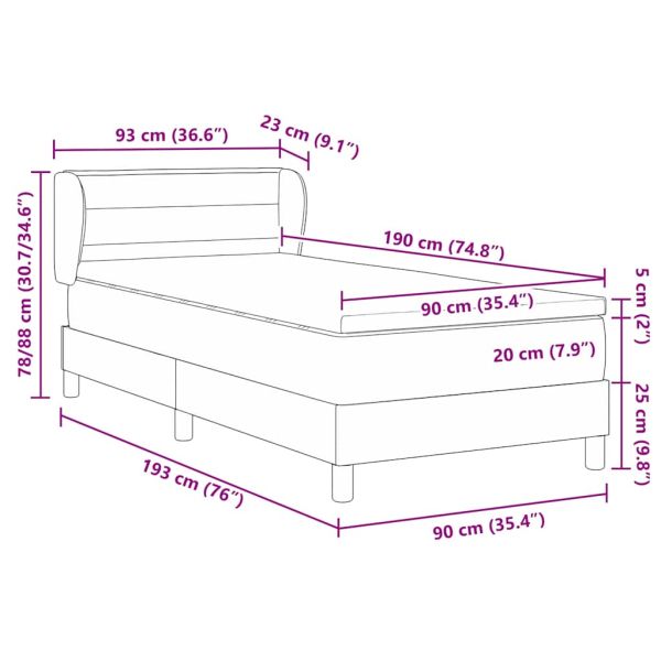 Легло с пружинирана основа с матрак Синьо 90 x 190 cm текстил