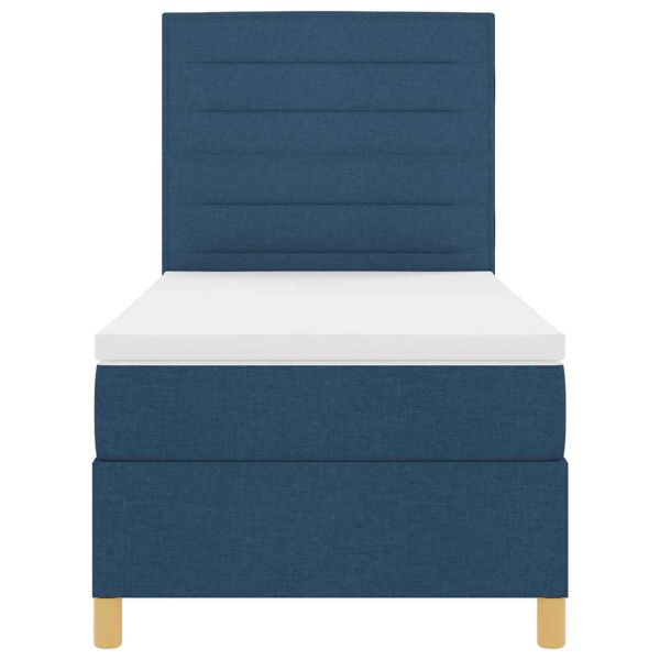 LED кутия за пружини с легло с матрак Синьо 90 x 190 cm текстил