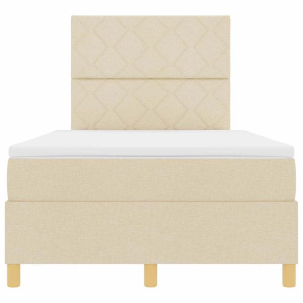 LED кутия за пружини с легло с матрак Крем 120 x 190 cm текстил