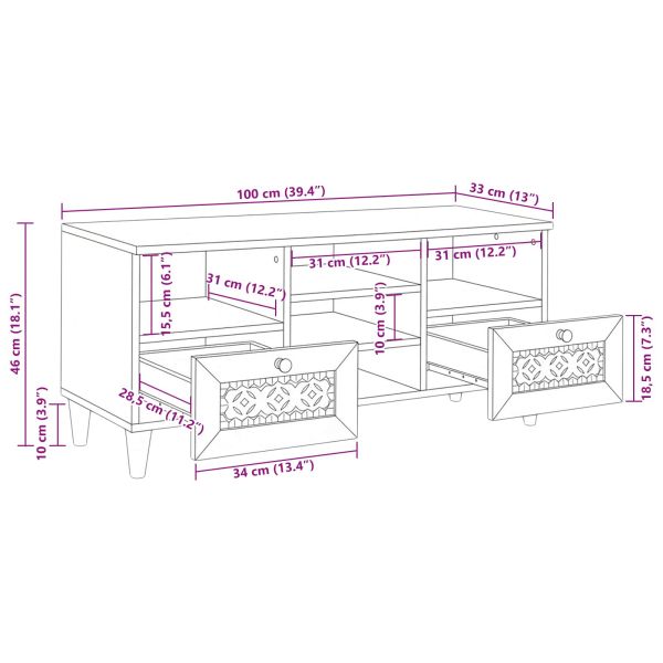 ТВ Единици с чекмедже Бяло 100 x 33 x 46 см Инженерно дърво