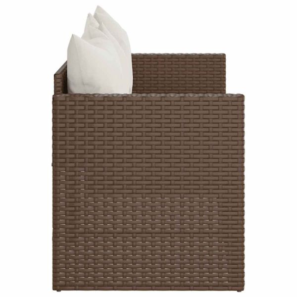 3-местен градински диван с възглавници, кафяв, полиратан