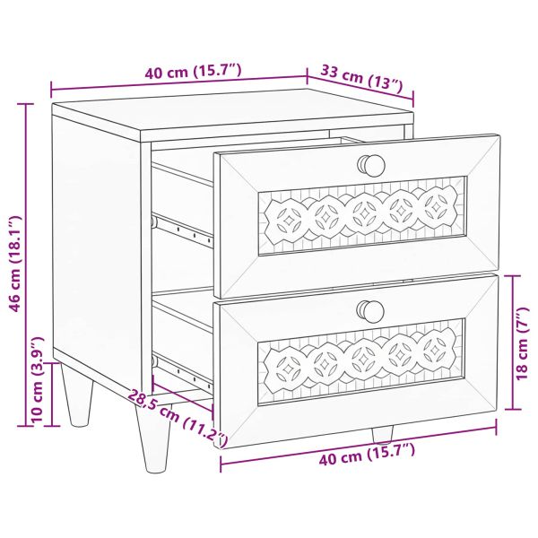 Нощен шкаф с чекмедже 2 pcs Бежово 40 x 33 x 46 см