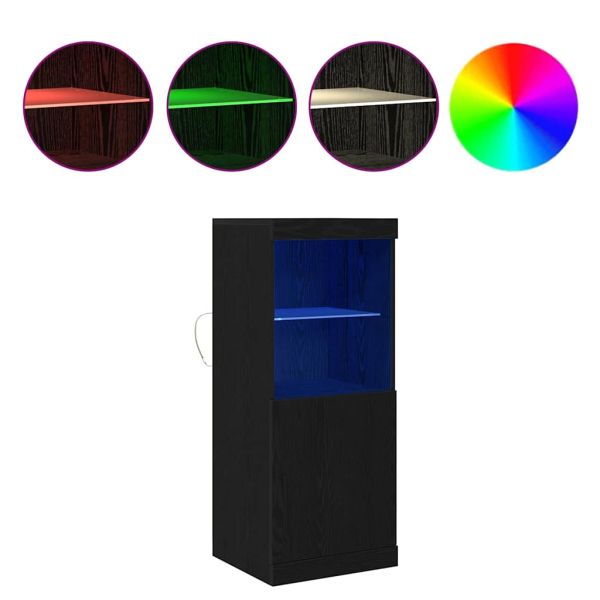 LED конзолна маса Черния дъб 41 x 37 x 100 см Инженерно дърво