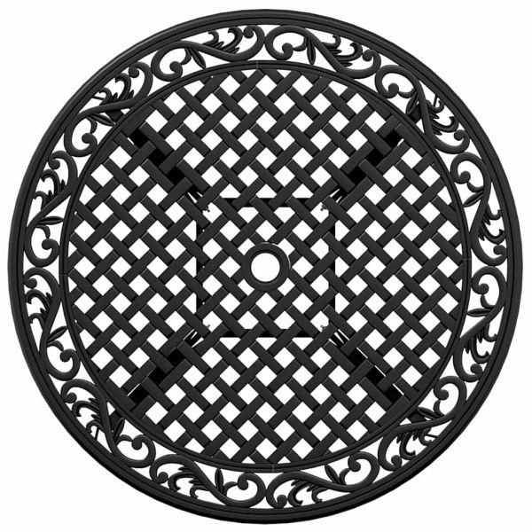 Градинска маса, черна, Ø90x75 см, лят алуминий