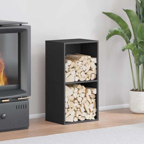 Стойка за дърва, черна, 40x30x75 см, студеновалцувана стомана