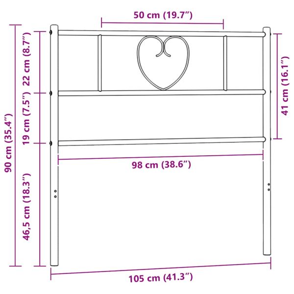 Метална резервна табла за легло, черна, 100 см