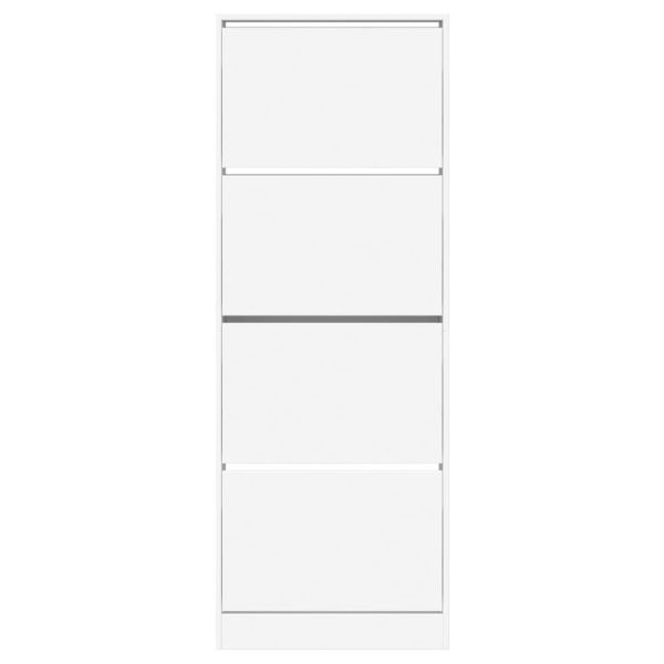 Шкаф за обувки, бял, 60x21x163,5 см, инженерно дърво