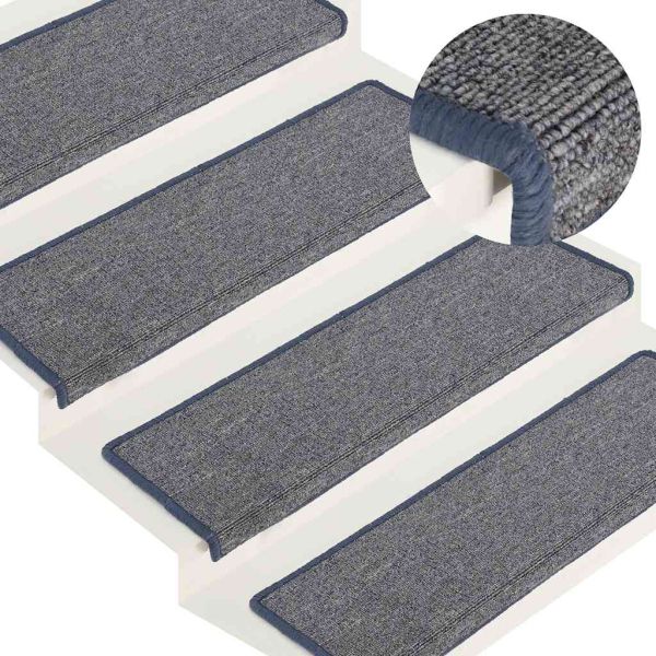 Изтривалки за стълби, 30 бр., 65x21x4 см, светло сиви и сини, правоъгълен кант