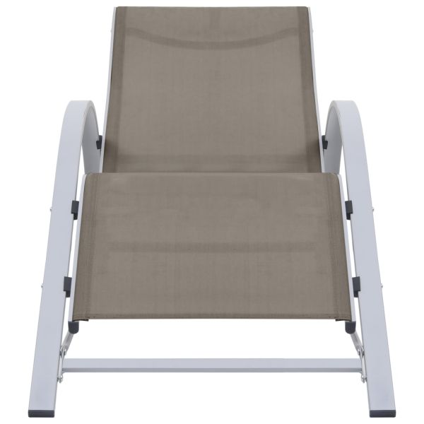 Шезлонги с маса, 2 бр, алуминий, таупе