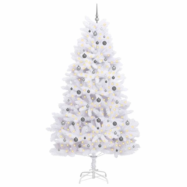 С изкуствено коледно дърво Бяло 128 x 128 x 270 см PVC и метал
