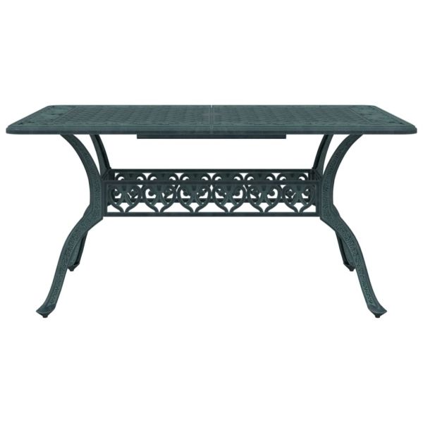 Градински трапезен комплект, 5 части, зелен, алуминий