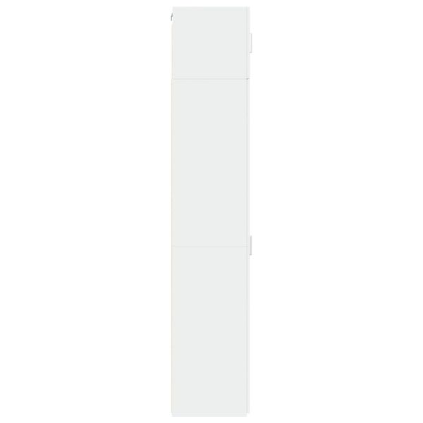 Тесен шкаф за съхранение, бял, 40x42,5x225 см, инженерно дърво