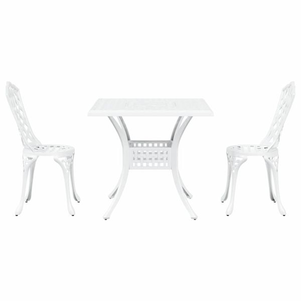 Комплект градинска маса 3 pcs Бяло Лят алуминий