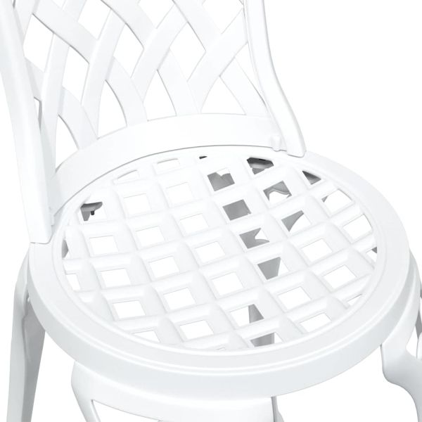Комплект градинска маса 3 pcs Бяло Лят алуминий