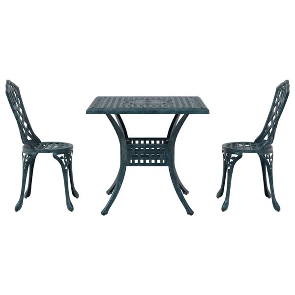 Комплект градинска маса 3 pcs Зелен Лят алуминий