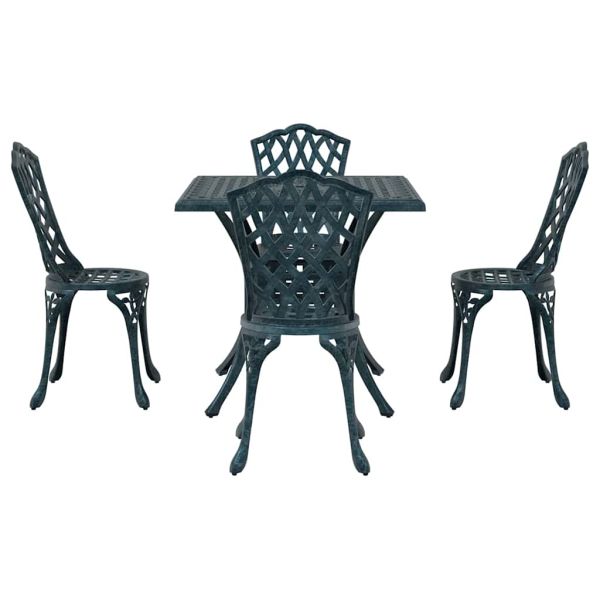 Комплект градинска маса 5 pcs Зелен Лят алуминий