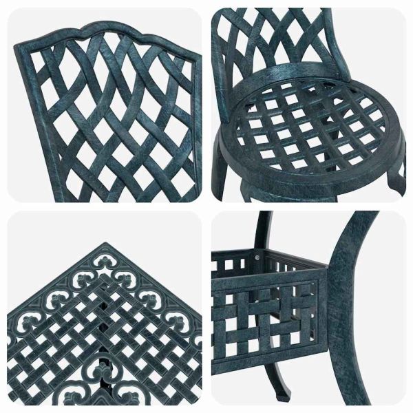 Комплект градинска маса 5 pcs Зелен Лят алуминий