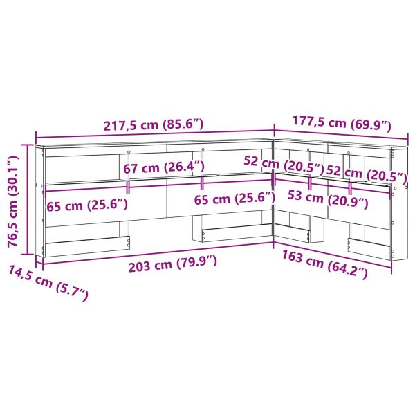 Табла за съхранение с рафт Димян дъб 160 cm Инженерно дърво