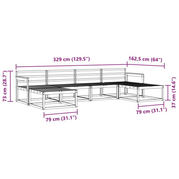 Комплект дивани за открито 6 pcs Естествен