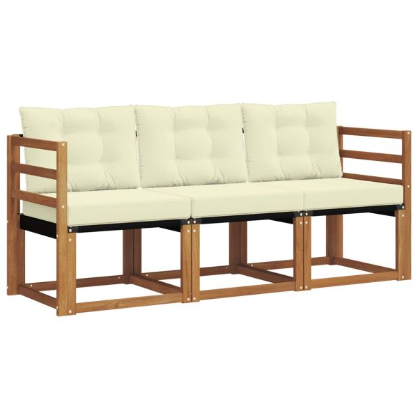 Комплект дивани за открито 3 pcs Натурален и Крема