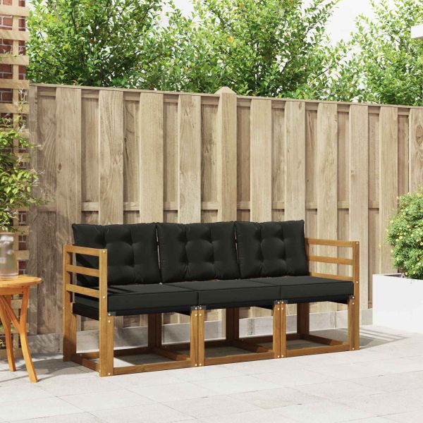 Комплект дивани за открито 3 pcs Естествено и черно