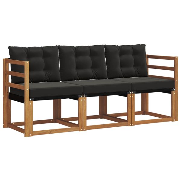 Комплект дивани за открито 3 pcs Естествено и черно