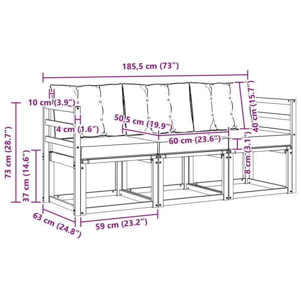 Комплект дивани за открито 3 pcs Естествено и черно