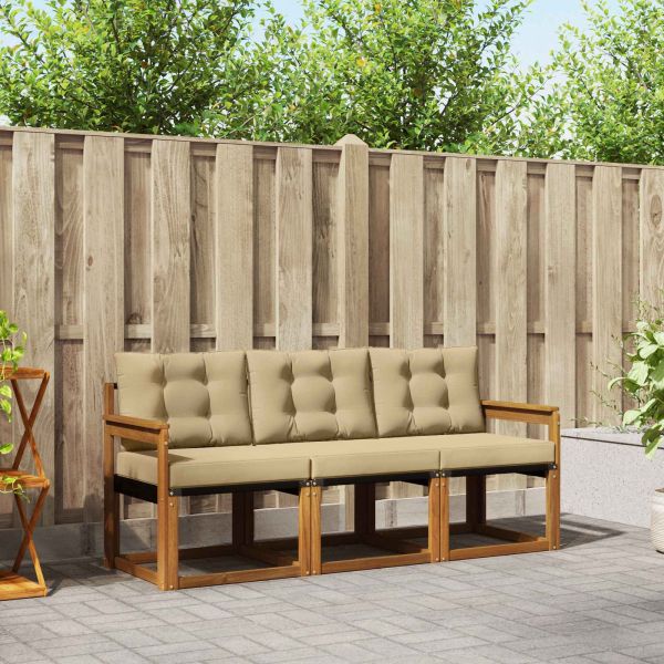 Комплект дивани за открито 3 pcs Натурален и Бежов