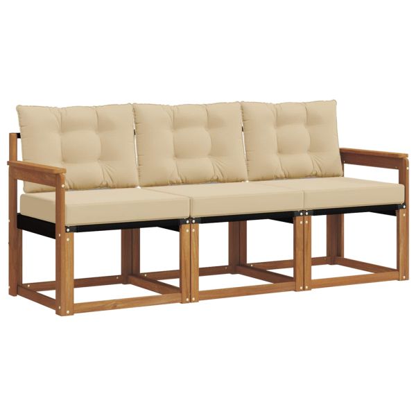 Комплект дивани за открито 3 pcs Натурален и Бежов