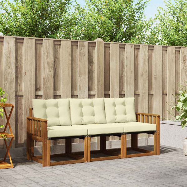 Комплект дивани за открито 3 pcs Натурален и Крема