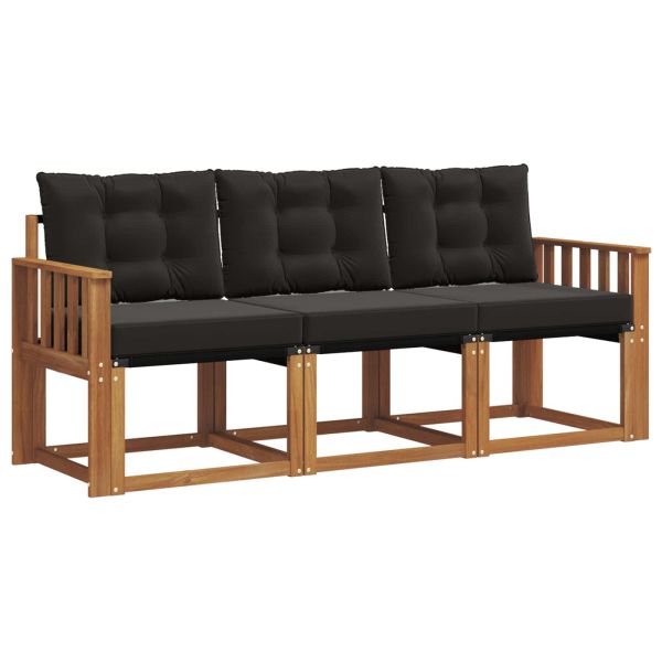 Комплект дивани за открито 3 pcs Естествено и черно