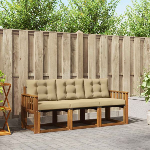 Комплект дивани за открито 3 pcs Натурален и Бежов