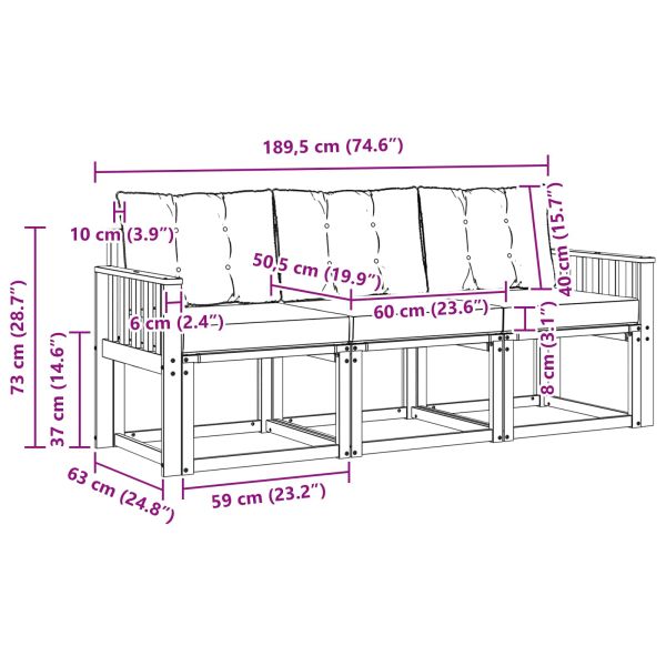 Комплект дивани за открито 3 pcs Натурален и Бежов