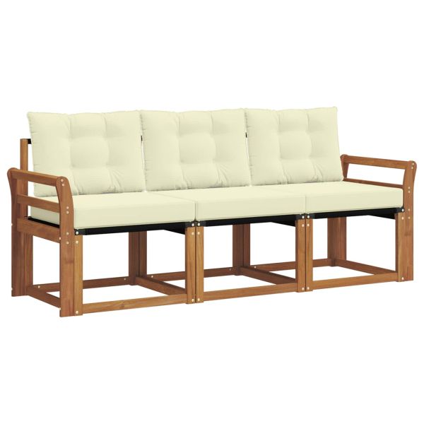 Комплект дивани за открито 3 pcs Натурален и Крема