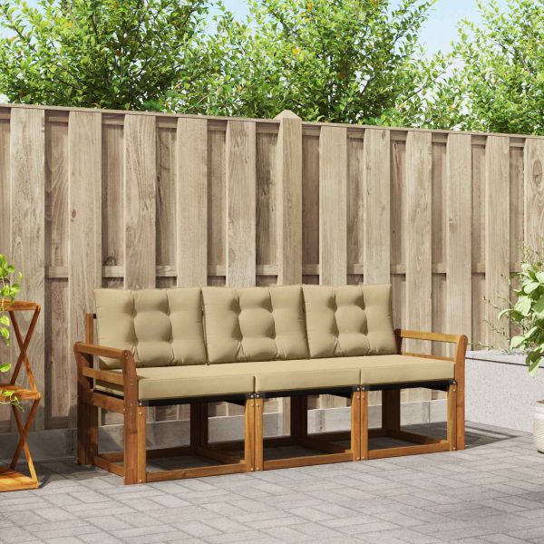 Комплект дивани за открито 3 pcs Натурален и Бежов