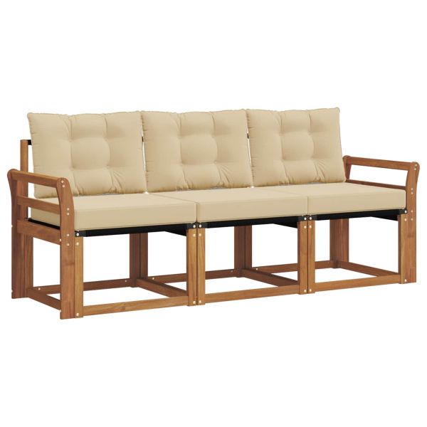 Комплект дивани за открито 3 pcs Натурален и Бежов