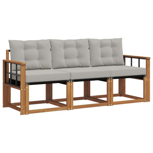 Комплект дивани за открито 3 pcs Естествено и светло сиво