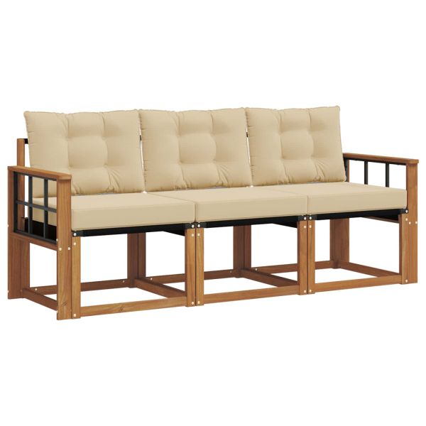 Комплект дивани за открито 3 pcs Натурален и Бежов