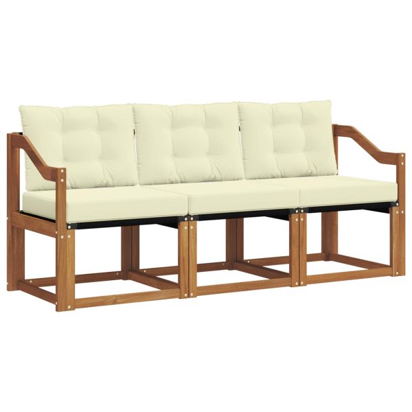 Комплект дивани за открито 3 pcs Натурален и Крема