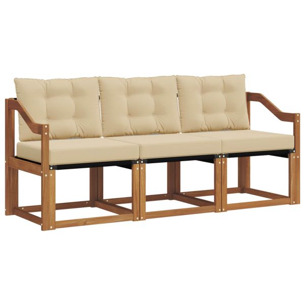 Комплект дивани за открито 3 pcs Натурален и Бежов