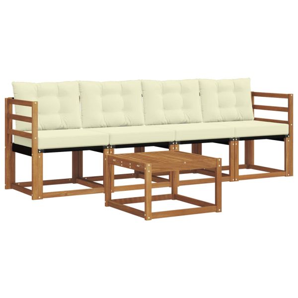 Комплект дивани за открито 5 pcs Натурален и Крема