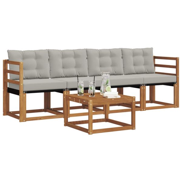 Комплект дивани за открито 5 pcs Естествено и светло сиво