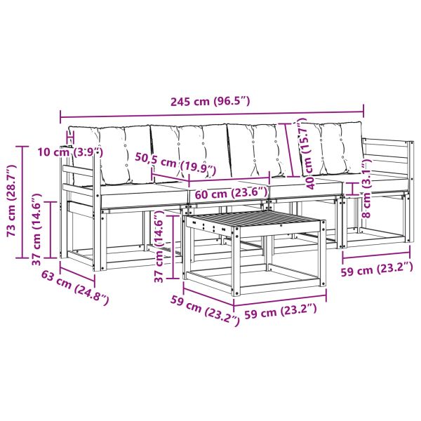 Комплект дивани за открито 5 pcs Естествено и черно
