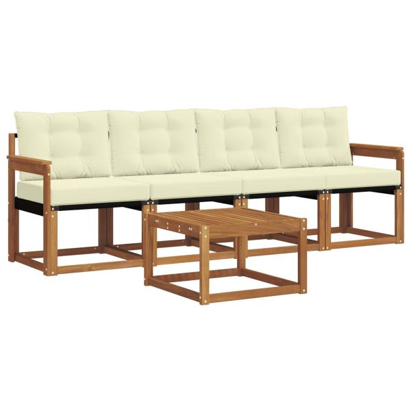 Комплект дивани за открито 5 pcs Натурален и Крема