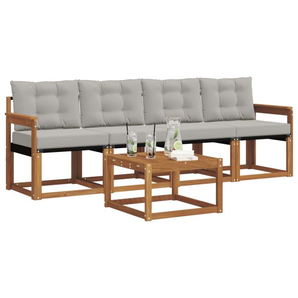 Комплект дивани за открито 5 pcs Естествено и светло сиво