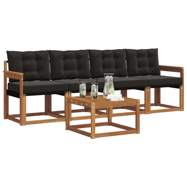 Комплект дивани за открито 5 pcs Естествено и черно